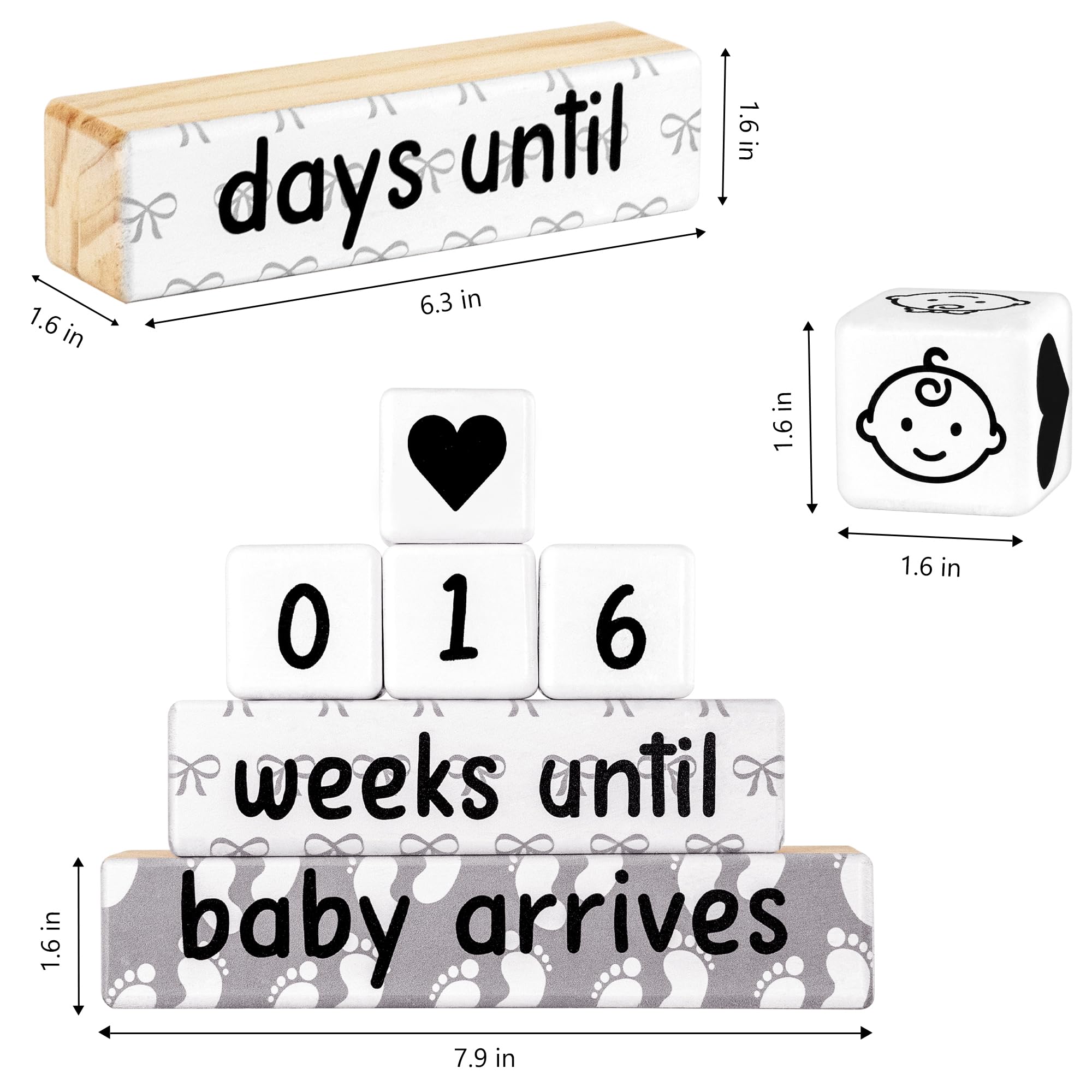 Pregnancy Announcement, Baby Reveal Countdown Due Date Blocks- Weeks/Days Until Baby Arrives, Announcing Pregnancy Countdown Blocks, Expecting Parents New Mom Gender Reveal Baby Shower Gifts