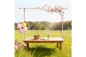 Beyeutao Wood Over The Table Rod Stand with Clamps Adjustable Table Arch 10-45inch Tall 15-74inch Length Decorations for Party Anniversary Wedding Birthday Christmas Halloween