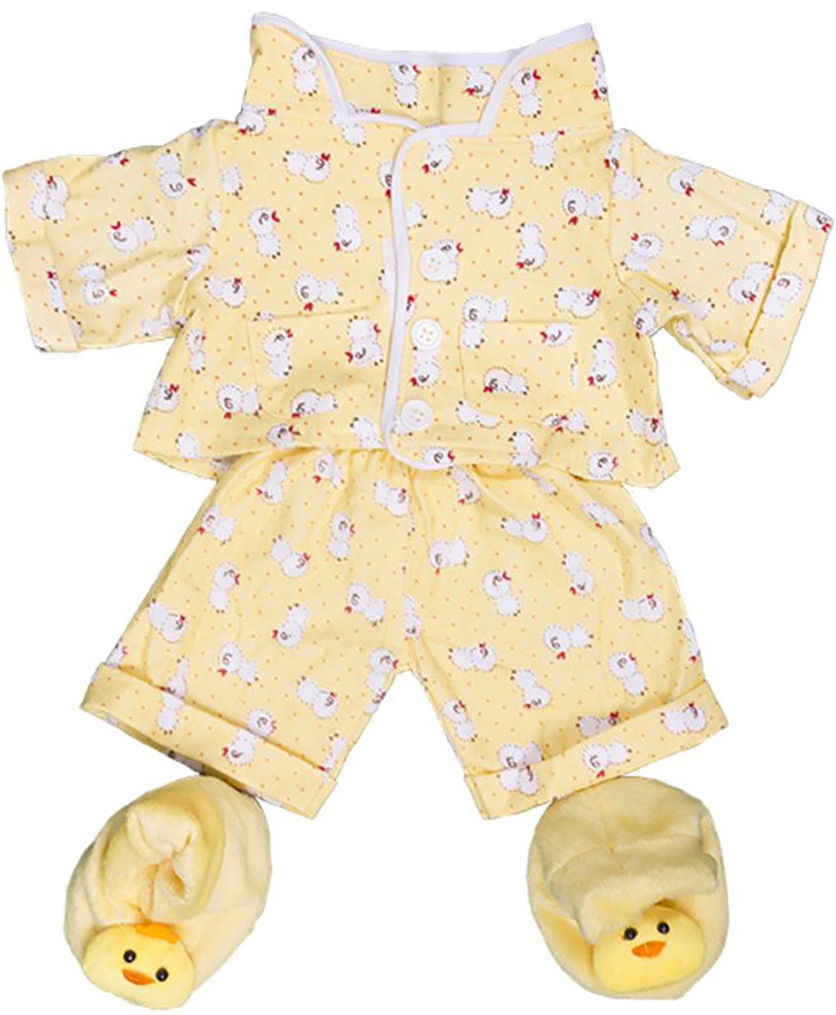 Yellow Chicken Pajamas with Slippers Teddy Bear Clothes Outfit Fits Most 8-10 Build-A-Bear, Vermont Teddy Bear, and Make Your Own Stuffed Animals