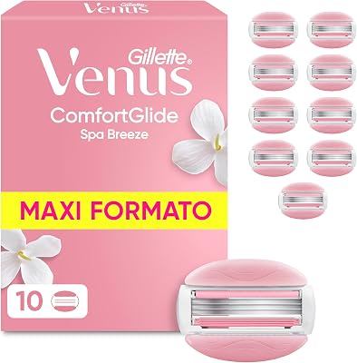 Comfortglide Spa Breeze Ricariche per Rasoio da Donna Venus, Confezione da 10, 3 Lame Incorporate, per una Rasatura Liscia e Profonda Che Dura