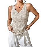 MakeMeChic Women's Plus Size Sequin Tank Tops Sparkly Glitter Sleeveless Y2K Party Top