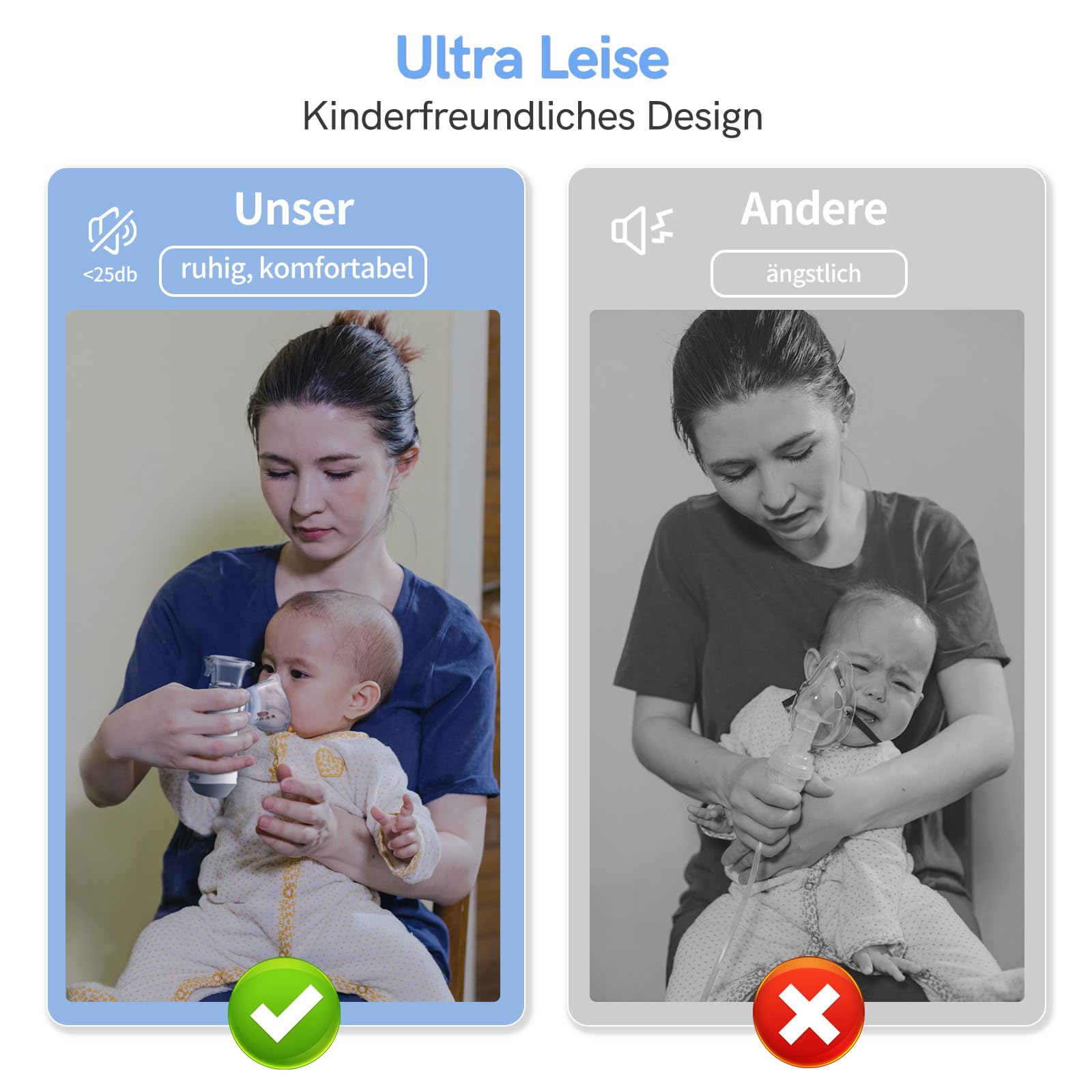 Inhalationsgerät, JOSSIS Ultra Leise Inhaliergeräte für Erwachsene, Kinder, Partikelgröße 1-5µm, Einstellbarer Sprühnebel, Aufladbarer Inhalator