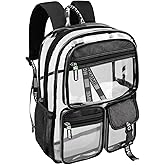 Vangue Clear Backpack Stadium Approved Heavy Duty Clear Bookbag with Padded Straps for Sport Events