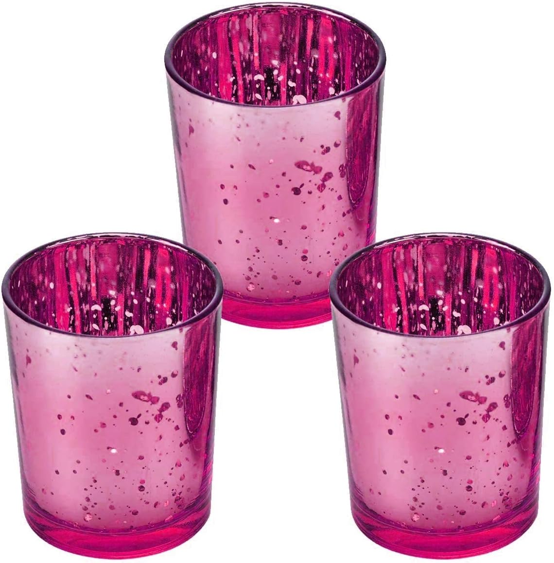 Aakriti Pink Mercury Votive Tealight Candle Holders Votive Glass Candle Holder Party and Diwali Home Décor and Corporate Gifts (3, Small (2.3 * 1.9 * 2.4))