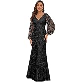 Zizwi Long Sleeve Lace Mother of The Bride Dresses for Women Mermaid Formal Wedding Guest Dress
