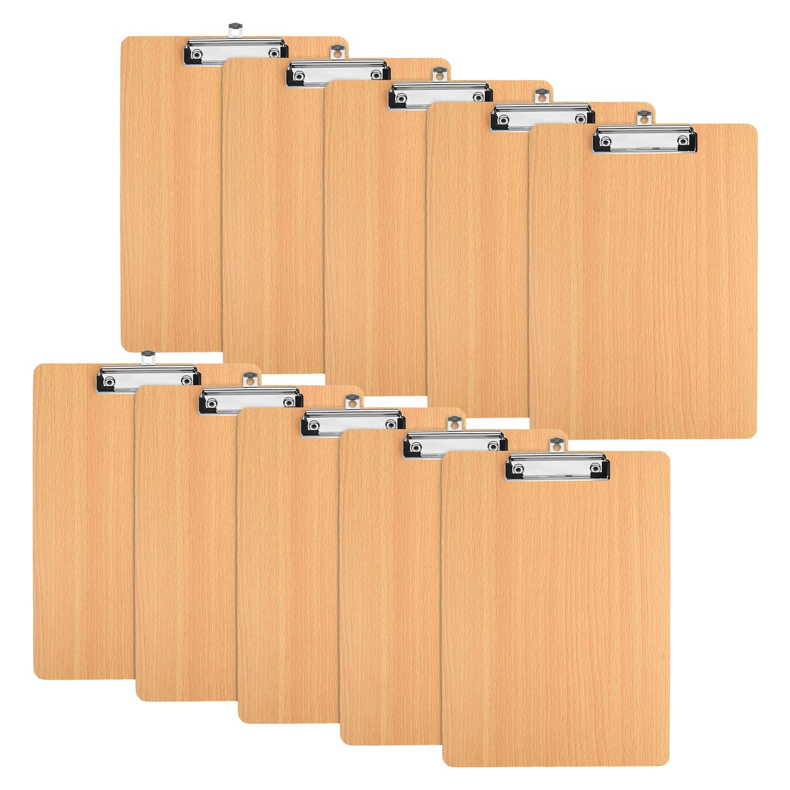 10 Pack Clipboard, Wooden Clipboard with Low Profile Clip and Hanging Hole, File Clip Hardboard, Writing Memo Document Form Holder, Clipboard with Storage Wood for School Office Restaurant (A4)