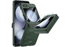 Vizvera for Samsung Galaxy Z Flip 5 Case with Hinge Protection, Flip z 5 Case Built-in Outer Screen Protector, HD Clearly Full Body All-Inclusive Shockproof Case for Galaxy z flip 5 (2023)-Armor Green