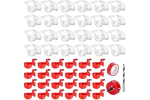 LEIFEOSH 24 Pcs Chicken Feeder Kit and 24 Pcs Water Cup Kit, Gravity Poultry Waterer Cup and Poultry Feeder Port Set with Hole Saw and Sealing Tape, Chicken Feeder No Waste for Duck Bird Quail