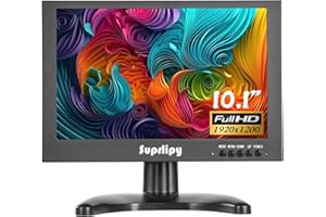 Suprlipy 10.1 Inch Mini Small HDMI Monitor 1920x1200 16:10 IPS Metal Housing LCD Color Display Screen Support HDMI/VGA/AV/BNC Earphone Input Built-in Dual Speakers for PC Security CCTV Camera RasPi