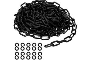 PATIKIL Plastic Chain Links, 32 Foot 1/4inch(6mm) Black Plastic Chains for Barriers, Crowd Control, Queue Lines, Parking, Fences, Gate, Concerts, and Decoration