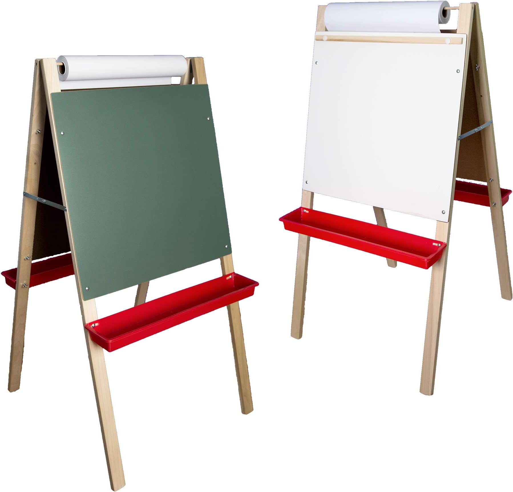 Crestline Products Adjustable Board Paper Roll Easel (White Dry Erase & Green Chalkboard) - Natural Hardwood Easel, Comes with a 1 Paper Roll - 48" H x 24" W