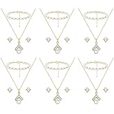 OTTFF Bridesmaid Jewelry Set For Wedding,1-4-6-8 Sets 18k Gold/Rose Gold/Silver Plated With Pearl Necklace Earrings Bracelet Set For Bridesmaid Gift,Wedding Party Costume Accessories Gifts for Women