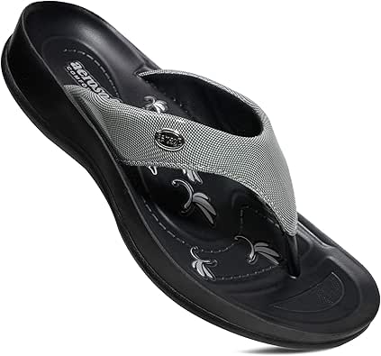 Amazon.com | Aerosoft Arch Support Comfort Sandals for Women (US 07, Tempeve - Grey) | Flip-Flops