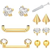 Xpircn Titanium Surface Tragus Piercing Jewelry with Piercing Ball Grabber Tool Dermal Jewelry Staple Bar Piercing Jewelry 14G 10mm 12mm 14mm