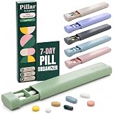 Pillar 7-Day Pill Case - Aesthetic Travel Pill Organizer - Weekly Pill Box | Perfect for daily use &amp; travel, Sage Green, Beautiful design, Great as a vitamin organizer or supplement organizer