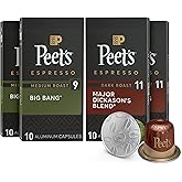 Peet's Coffee, Dark and Medium Roast Signature Blend Espresso Capsules, Compatible with Nespresso Original Machines, 100% Arabica Coffee - Variety Pack 40 Count (4 Boxes of 10 Espresso Capsules)