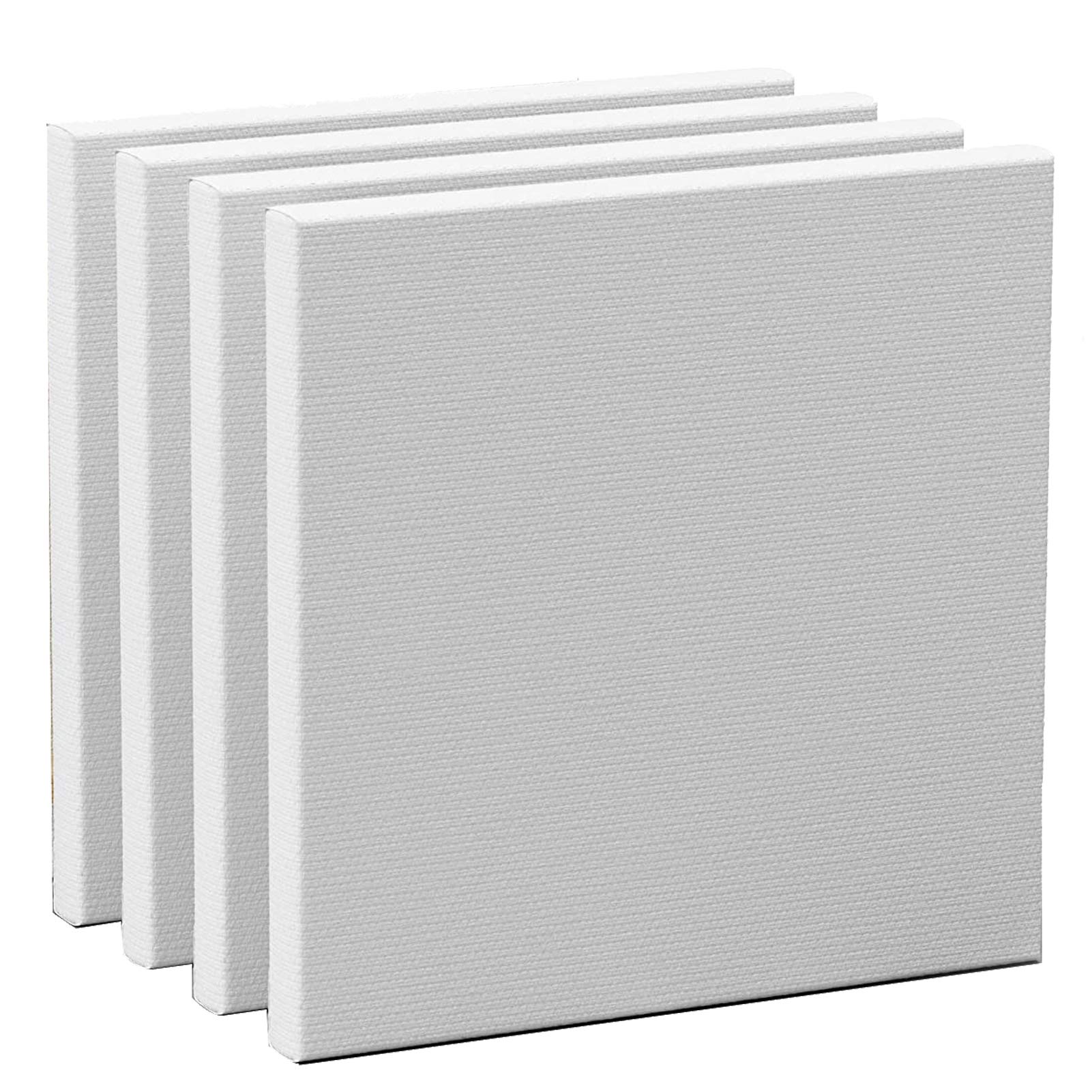 Elvielsl 4 Pack Artist Blank Canvas, 20X20cm (8” x 8”) Painting Canvas Frame Stretcher Painting Board for Acrylic Oil Water Painting Ideal for Professional Artist, Hobby Painter & Beginner