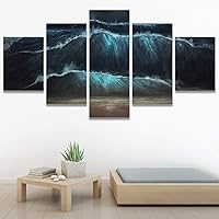 SIGNWIN 5 Panel Canvas Wall Art Modern Art Landscape Multicolor Photography Relax/Calm Rocky Romantics for Home Decorations Ready to Hang - 60