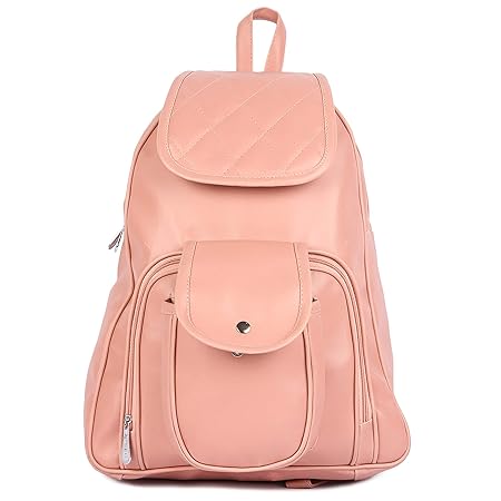 MINKRIT Women Pu Leather Pink Casual Backpack