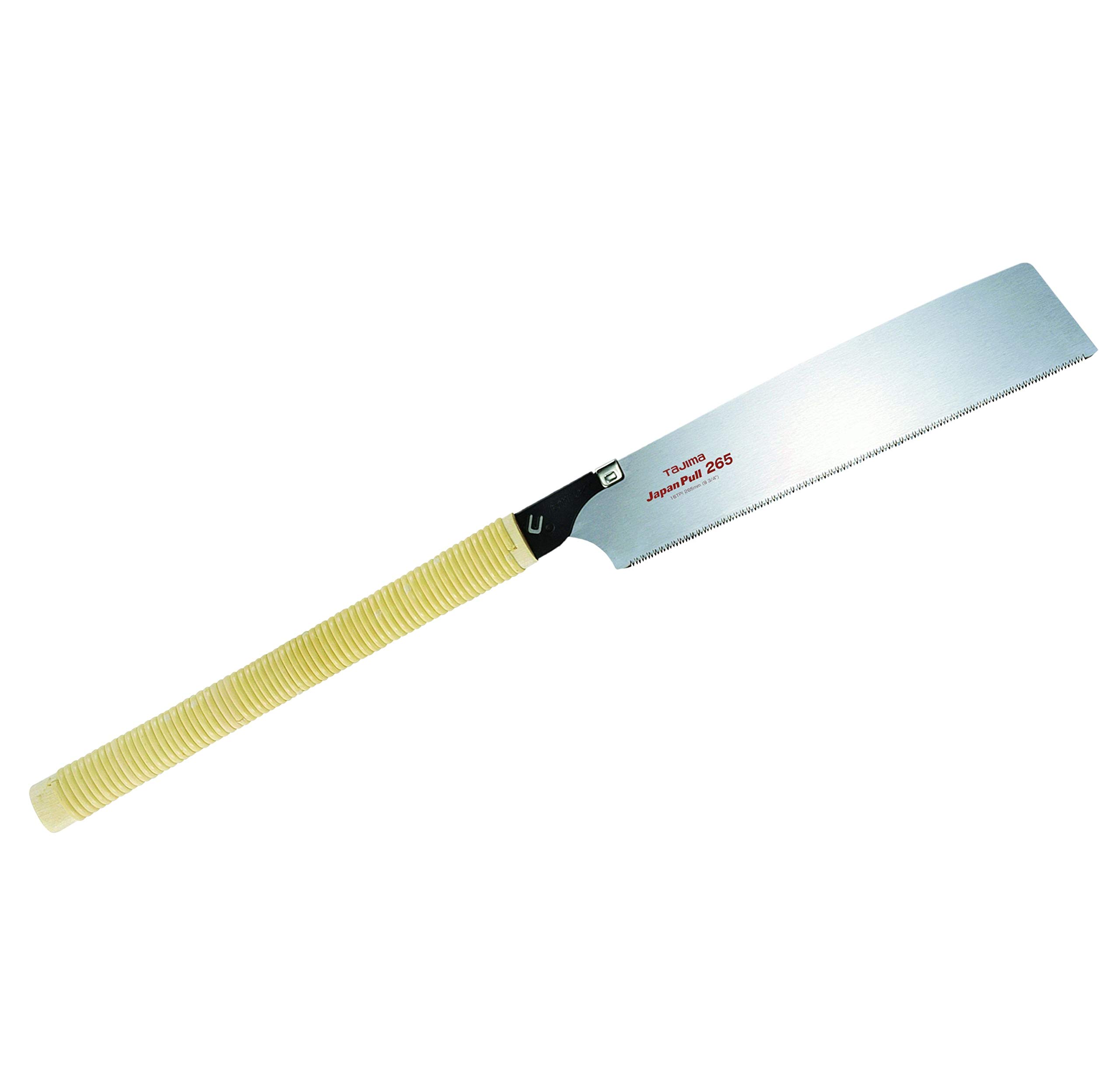 Tajima GN-265J Japan Pull Saw with Wood-Rattan Handle, Silver/Black/Yellow, 200 mm