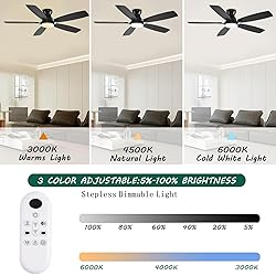 NKPU 52inch Flush Mount Ceiling Fans with Lights
