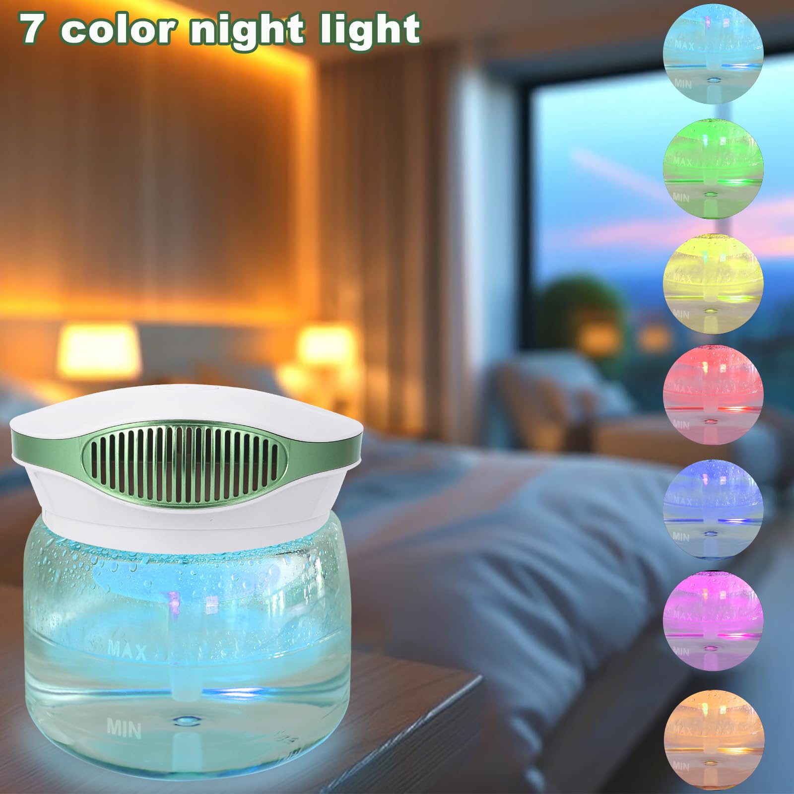 Water Air Purifiers for Home, Variable Speed Air Washer Aroma Diffuser, Quiet Rainbow Air Purifier with Water, Essential Oils Aroma Diffuser with LED Night Light, Freshener for Home, Smoke, Pet Odors