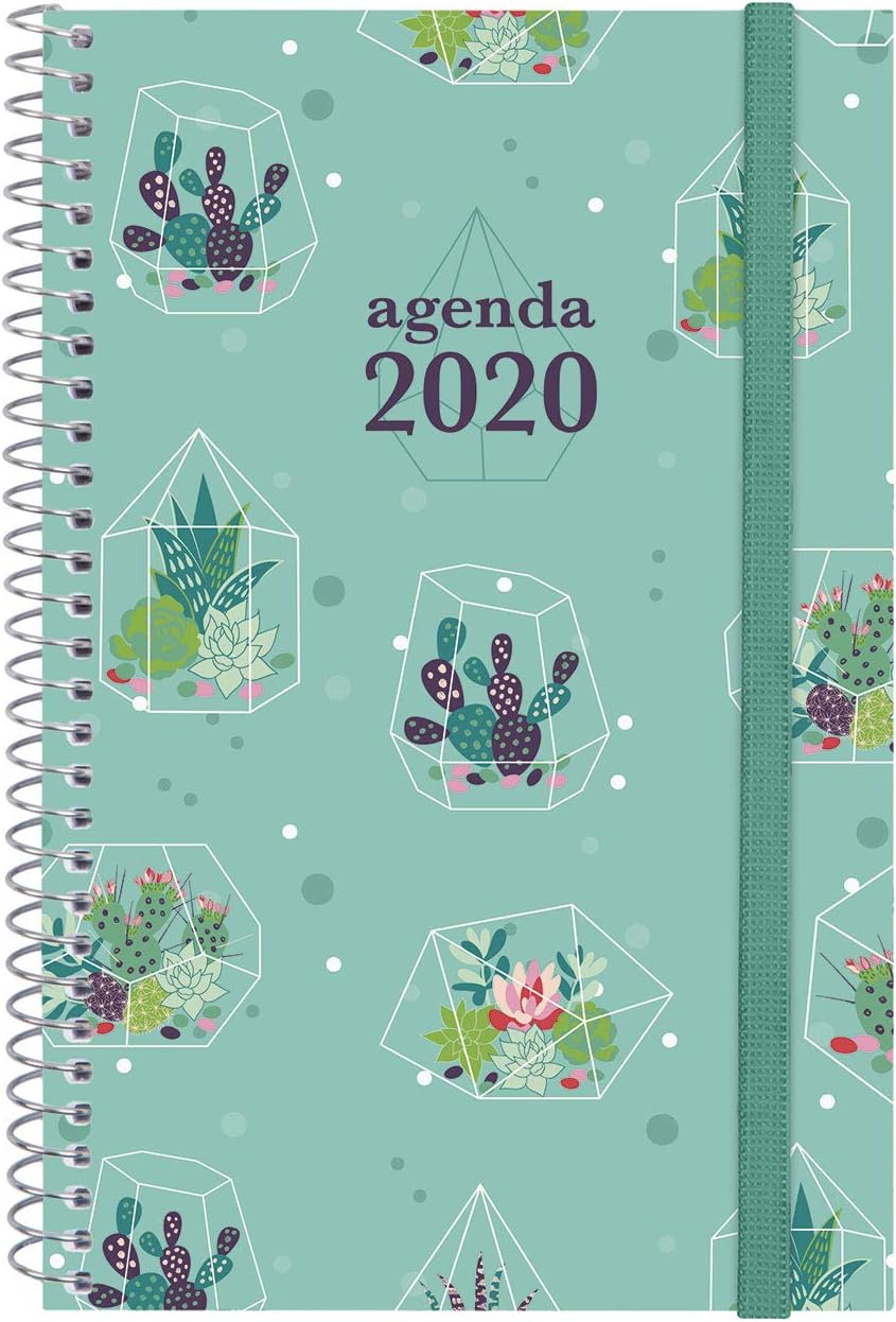 Finocam - 2020 Week to View Landscape Spiral Design Collection Spanish Cactus, Week Landscape View, Mediano - E5 - 117x181 mm