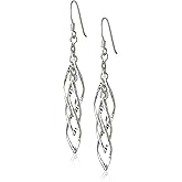 Amazon Collection Sterling Silver Linear Swirl French Wire Earrings