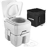 Alpcour Portable Toilet – Compact Indoor & Outdoor Commode w/Travel Bag for Camping, RV, Boat & More – Piston Pump Flush, 5.3