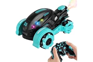 MiGfong Remote Control Motorcycle, RC Cars for Boys Spray Gas Remote-Controlled Dirt Bike with Light Music Drift RC Car Stunt Rc Truck Motorbike Gift for Boys and Girls Age 6+ (Blue)