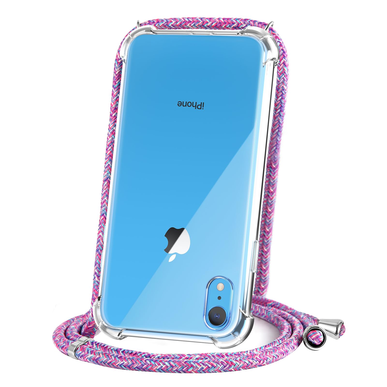 CAROKI Crossbody Case for iPhone XR, [Unicorn Lanyard] HD Clear Shockproof Slim TPU Cover Compatible with iPhone XR, Adjustable Necklace Strap & Anti-Drop Phone Cord - 6.1"