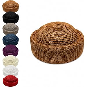 Straw Beret Hat for Women Vintage Church Derby Hat Artist PainterHat Summer Breathable PillboxHat for Wedding Parties