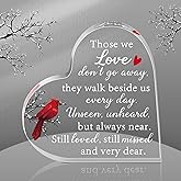 Memorial Gifts for Loss of Father Mother Red Cardinal Memorial Bereavement Acrylic Heart Condolence Sympathy Gifts in Memory of Loss of Loved One for Table Centerpieces Remembrance(6 x 6 Inch)