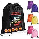 4SignsPlus Custom Drawstring Backpacks Bulk (10–1000 Pack), Personalized Promotional Bags with Logo or Text, Lightweight Gym, Travel & Everyday Use