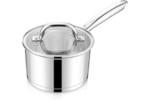 LIANYU 2 Quart Saucepan with Lid, Stainless Steel Sauce Pan Small Cooking Pot, Tri-Ply Bottom Multipurpose Sauce Pot, Dishwas