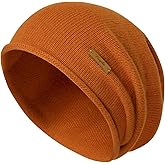 FUQILA 100% Merino Wool Slouchy Beanie Hat, Women Warm Winter Caps Soft, Ladies Breathable & Cozy Stretchy Knitted Skull Cap