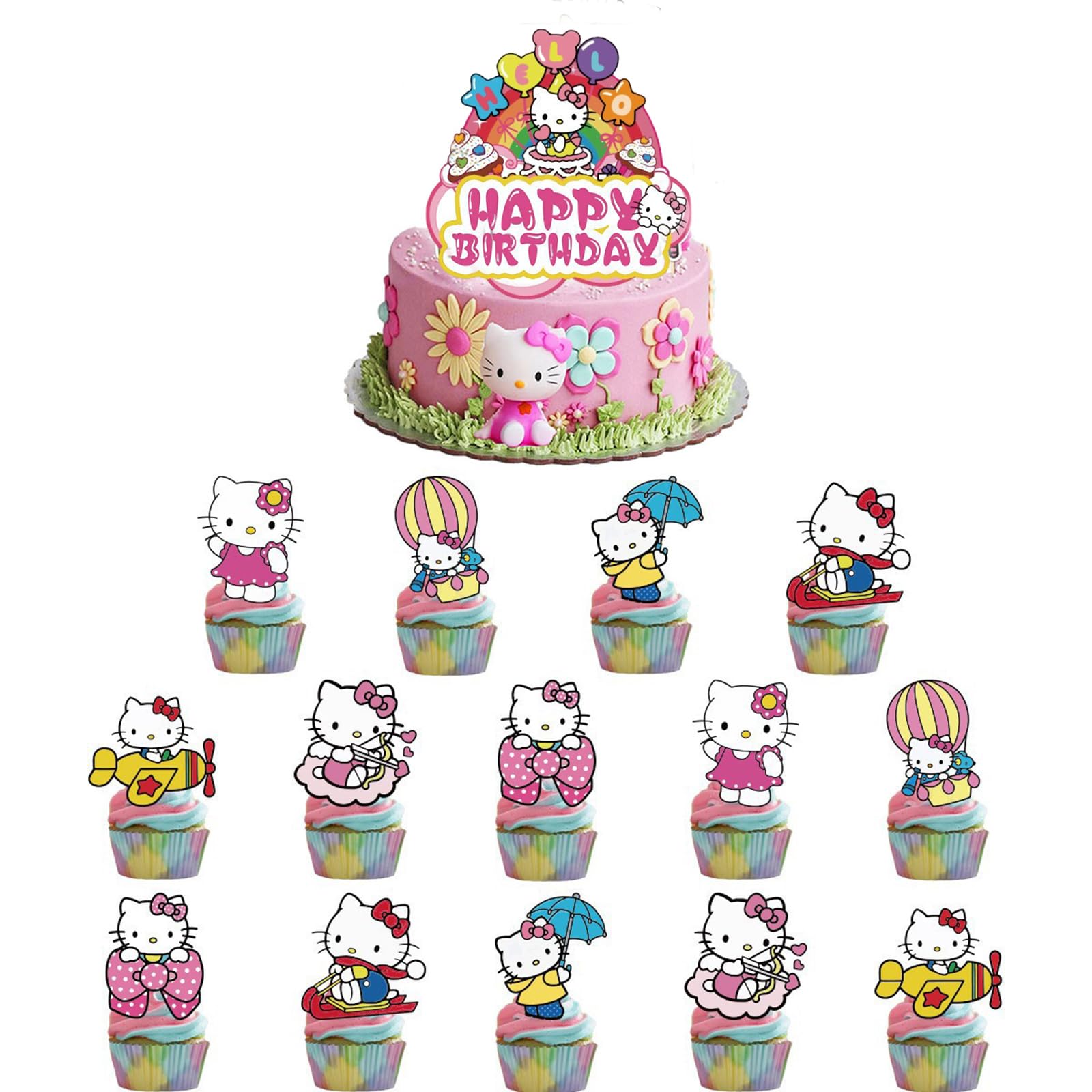 Photo 1 of Cute Cake Decorations, Happy Birthday Cake Topper, Party Supplies for Girls, Gifts for Her