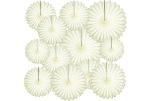 ZANKUBOM 20 Pcs Cream White Hanging Paper Fan, Hanging Honeycomb Round Paper Fans for Weddings, Birthdays, Christmas, Baby Showers, Classroom, Events Ceiling Party Supplies Decorations