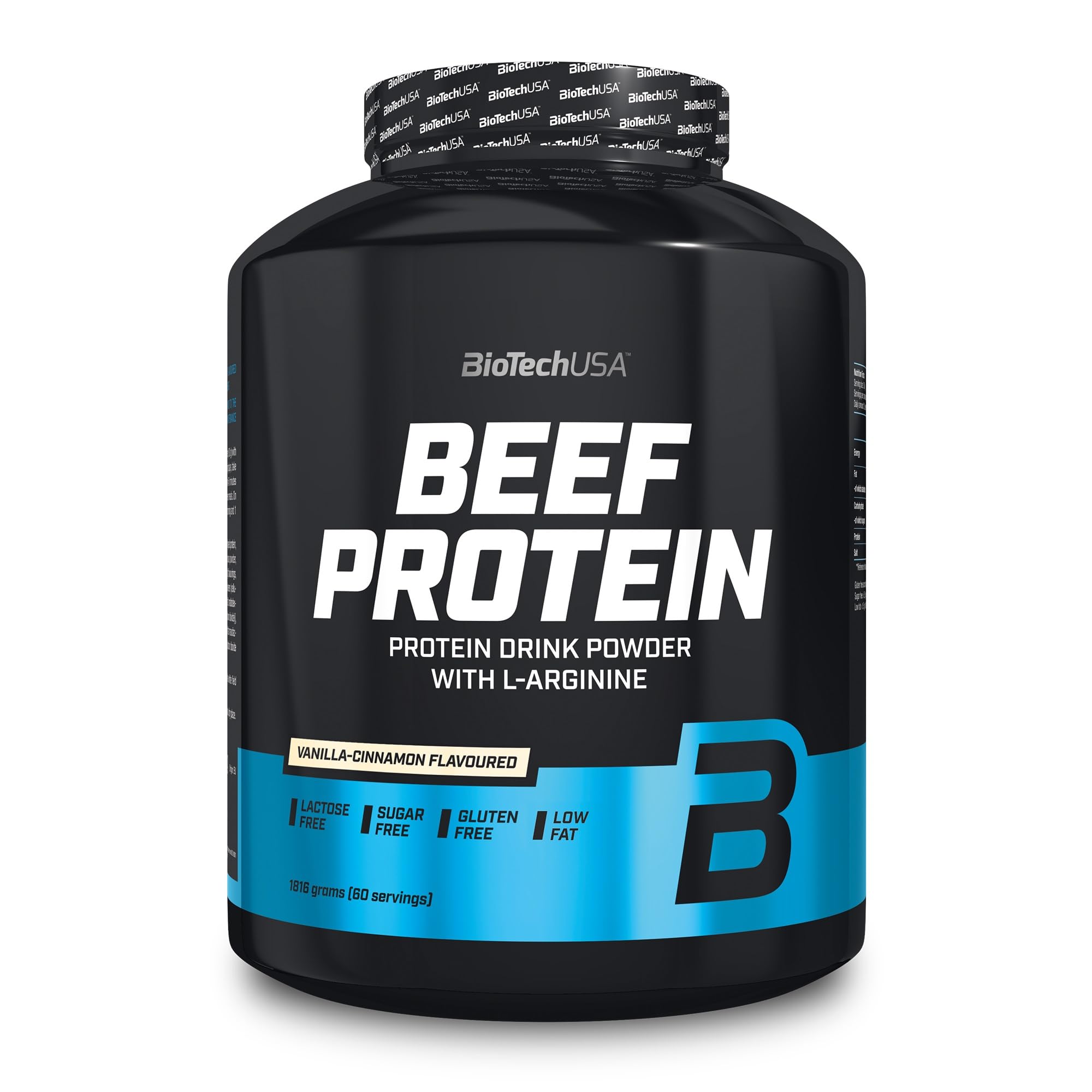 BioTechUSA Beef Protein, 87% Hydrolysed Protein Peptide Formula, Lactose & Gluten-Free, Low-Fat, Sugar-Free, Paleo Diet-Friendly, 1816g, Vanilla-Cinnamon