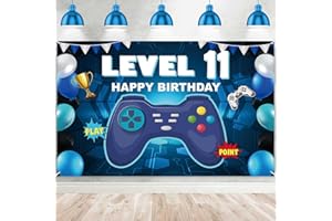 DZTRELFK Level 11 Unlocked Happy 11 Birthday Level Up Banner Backdrop Cheers to 11 years old Video Game Theme Decor Decorations for Boys Girls 11th Birthday Party Birthday Supplies Background