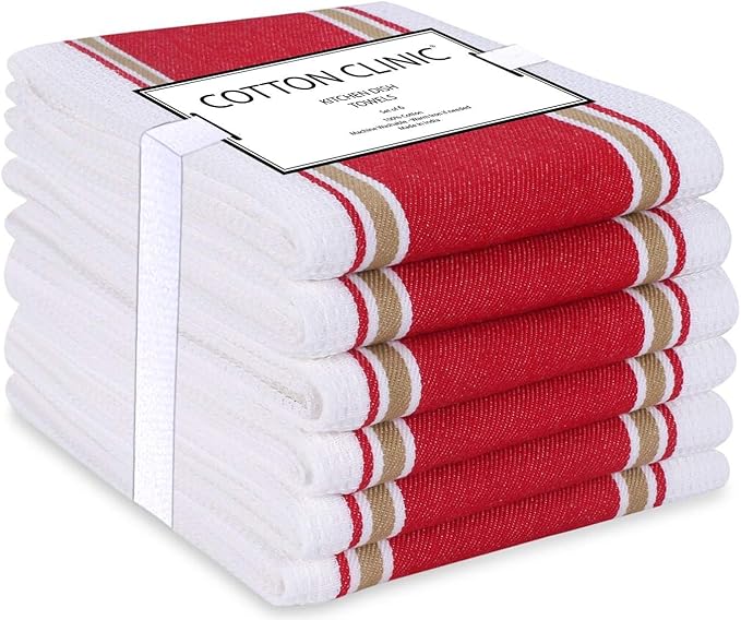 Cotton Clinic Euro Café Dish Towels 6 Pack 45 x 70 cm Kitchen Towels