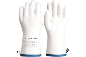 LANON PROTECTION LANON Liquid Silicone Gloves, Heat Resistant Oven Gloves with Fingers, Food Grade, Waterproof, White, Medium