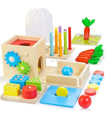 Amazon.com: Kizfarm Wooden Montessori Baby Toys, 8-in-1 Wooden