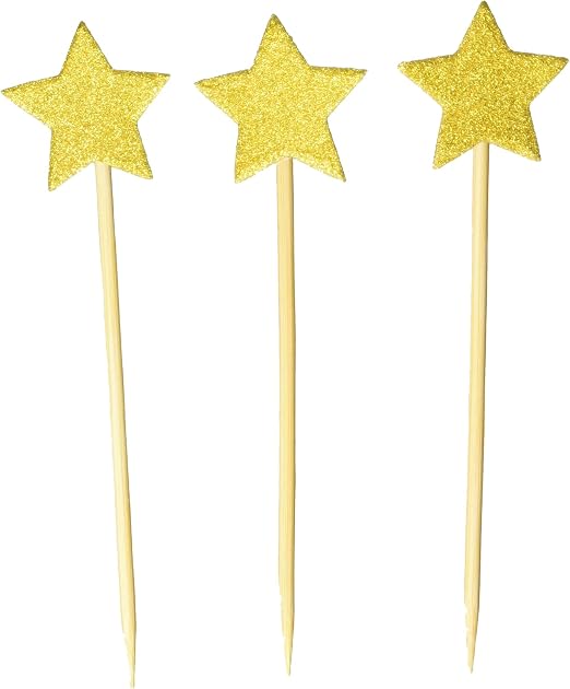 Amazon Com Dlonline 50pack Cupcake Topper Glitter Gold Star Cakes
