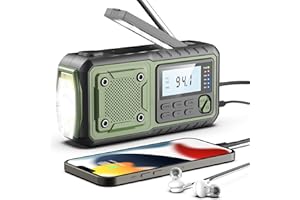 DEXSCOUT Emergency Crank Weather Radio, 5000mAh Solar Hand Crank Portable NOAA AM FM Battery Power Radio,Weather Alert with Flashlight,SOS Alarm & Reading Lamp,Survival Gifts for Home Outdoor