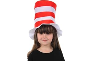 ELOPE Dr. Seuss The Cat in the Hat Felt Red & White Striped Costume Hat for Kids