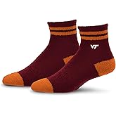 For Bare Feet NCAA VIRGINIA TECH HOKIES Cozy Two Stripe Quarter Sock Team Color OSFM