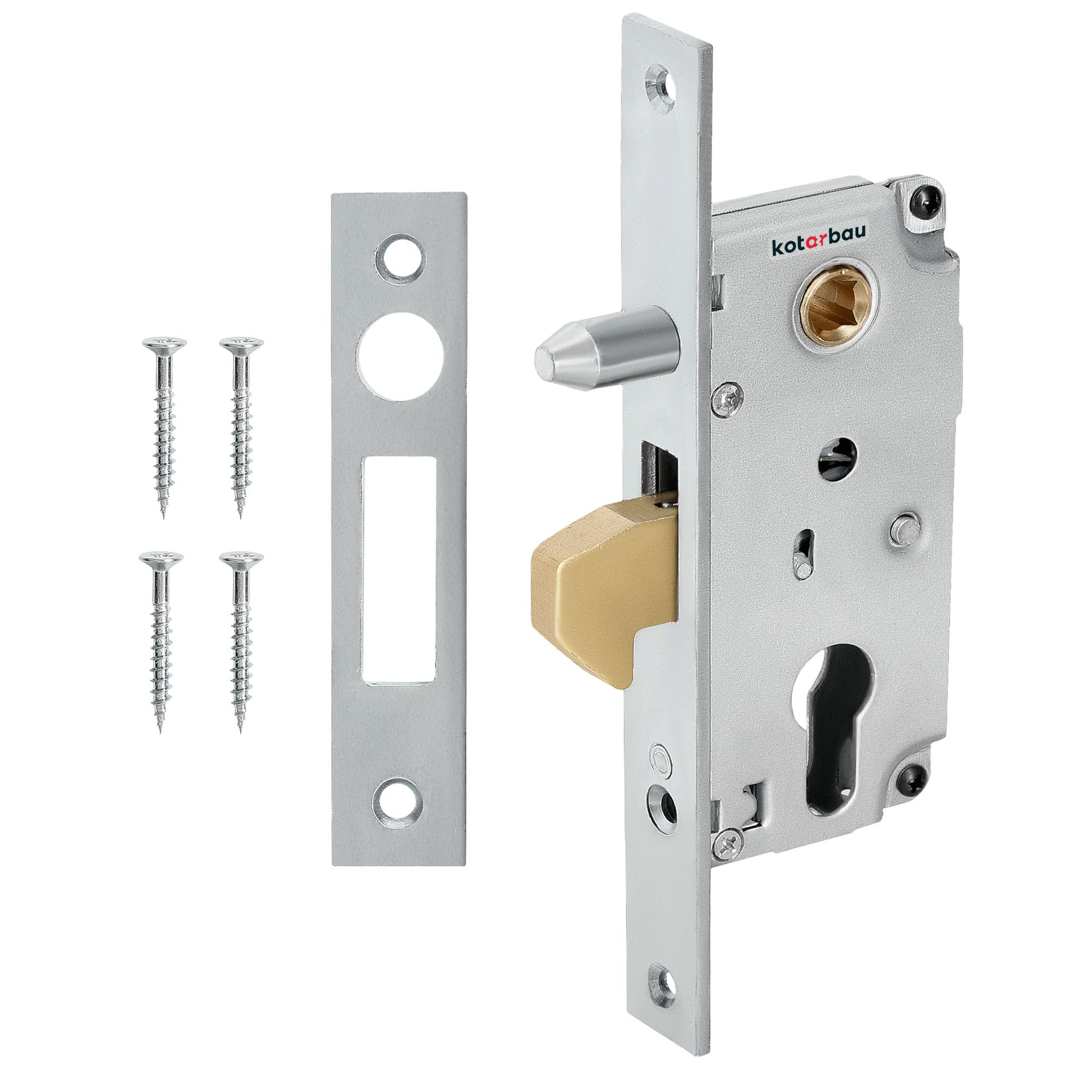 KOTARBAU® Hook Sliding Door Mortice Lock 72/30 with Guide Bolt Sliding Door Lock, Galvanised Corrosion Resistant Strike Plate