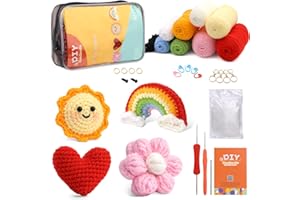 UzecPk Crochet Kit for Beginners, Knitting Kit for Adults, Crochet Starter Kit with 9 Colors of Yarn, Crochet Keychain, Step-by-Step Instruction, and Video Tutorials Crochet Markers