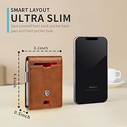 RUNBOX Mens Slim Wallet with Money Clip RFID